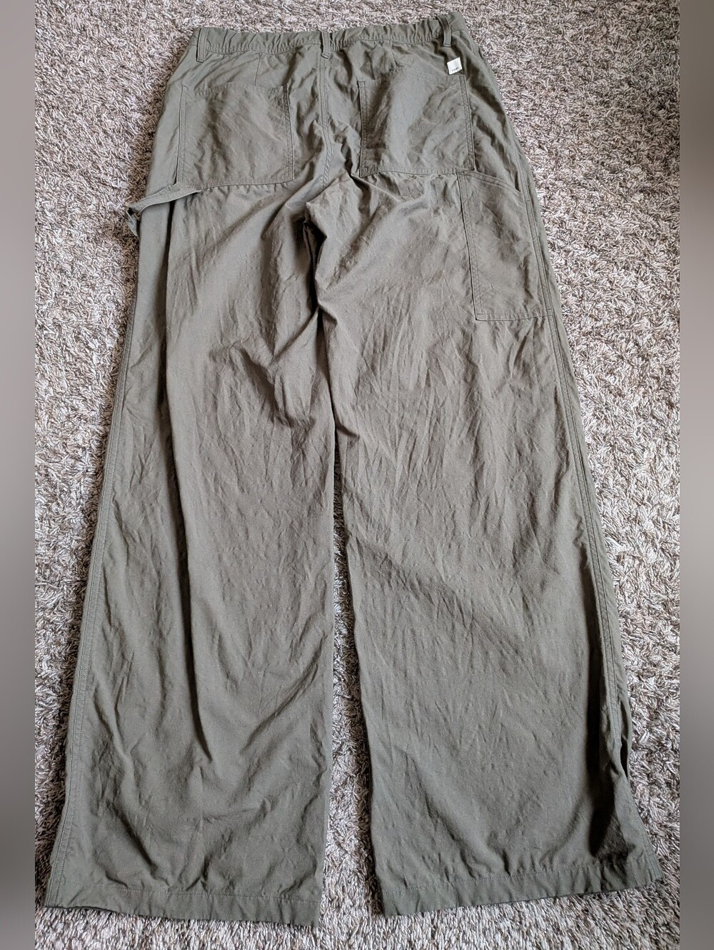 Vuori Green Cotton Blend Wide Leg 35" High Rise Carpenter Pants Women's L - Picture 9 of 10